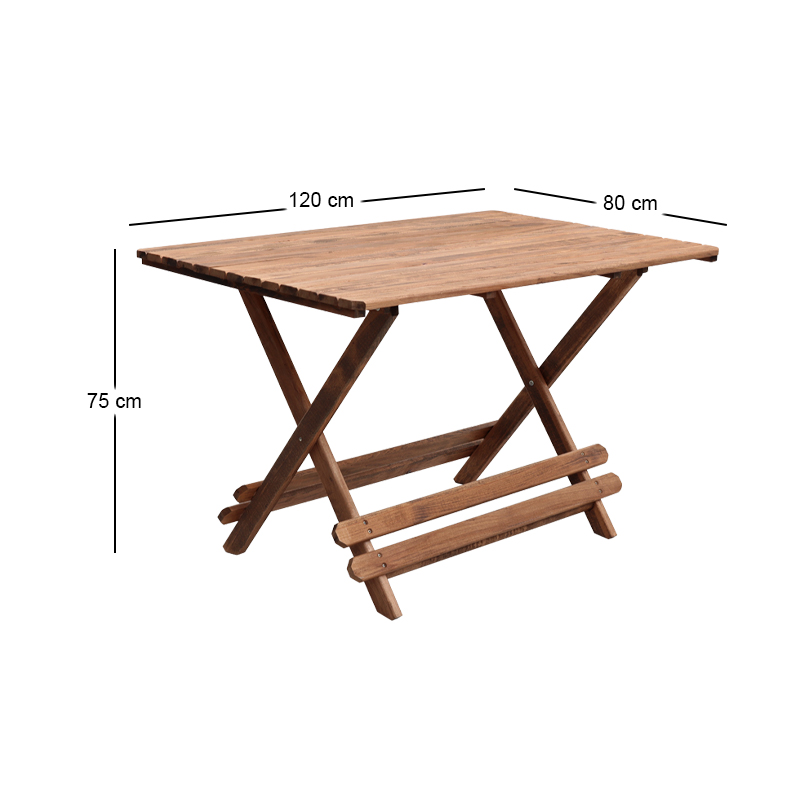 Queen Megapap foldable table by beech wood in walnut color 120x80x75cm.