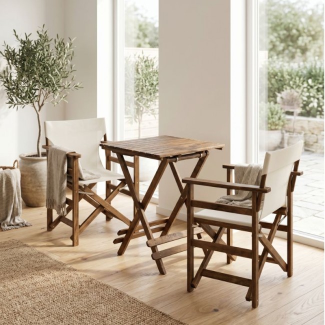 Τραπέζι πτυσσόμενο Queen Megapap από ξύλο οξιάς σε χρώμα καρυδί εμποτισμού 60x60x75εκ.