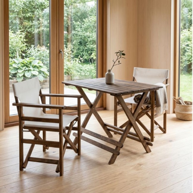 Τραπέζι πτυσσόμενο Queen Megapap από ξύλο οξιάς σε χρώμα καρυδί εμποτισμού 70x60x75εκ.