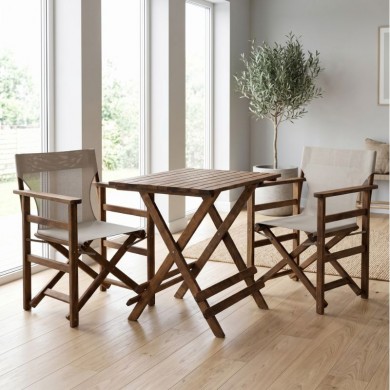 Τραπέζι πτυσσόμενο Queen Megapap από ξύλο οξιάς σε χρώμα καρυδί εμποτισμού 80x60x75εκ.