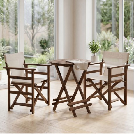 Queen Megapap foldable table by beech wood in walnut color Ø60x75cm.