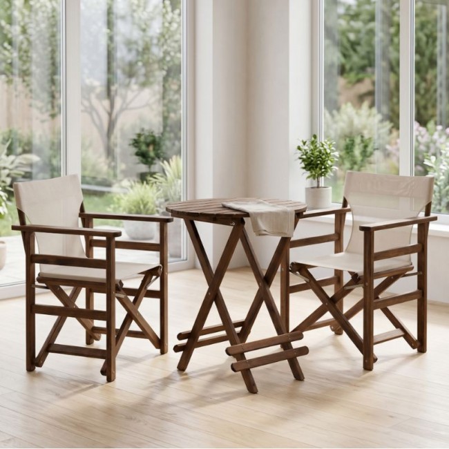 Τραπέζι πτυσσόμενο Queen Megapap από ξύλο οξιάς σε χρώμα καρυδί εμποτισμού Ø60x75εκ.