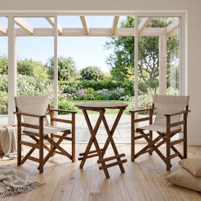 Τραπέζι πτυσσόμενο Queen Megapap από ξύλο οξιάς σε χρώμα καρυδί εμποτισμού Ø60x75εκ.