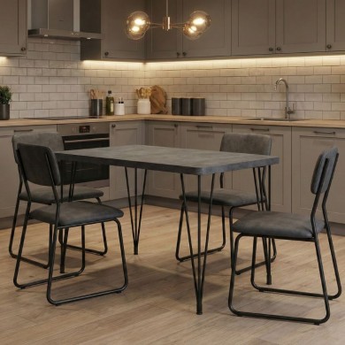 Roger Megapap Mdf/metallic table in dark grey concrete color 120x70x75cm.