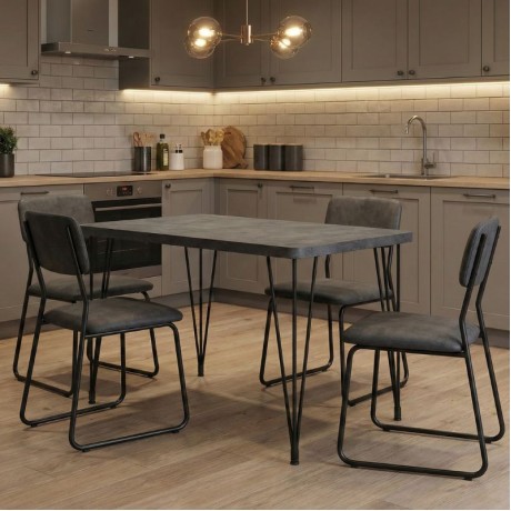 Roger Megapap Mdf/metallic table in dark grey concrete color 120x70x75cm.