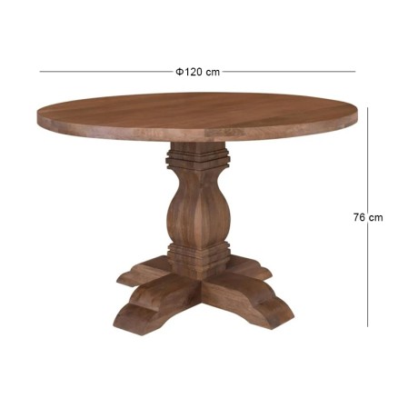 ATLAS Round Dining Table D.120cm, Mango Smoke Walnut