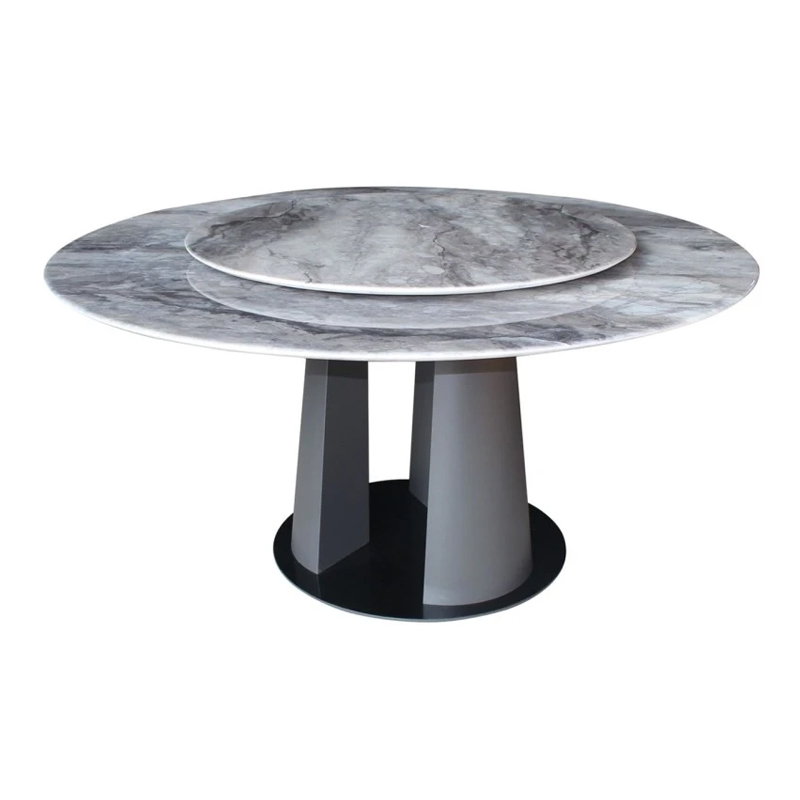 LAZY SUSAN Τραπέζι Ροτόντα με Περιστρεφόμενη επιφάνεια, Βάση Μέταλλο-Επιφάνεια Μάρμαρο Φ150-95x76cm
