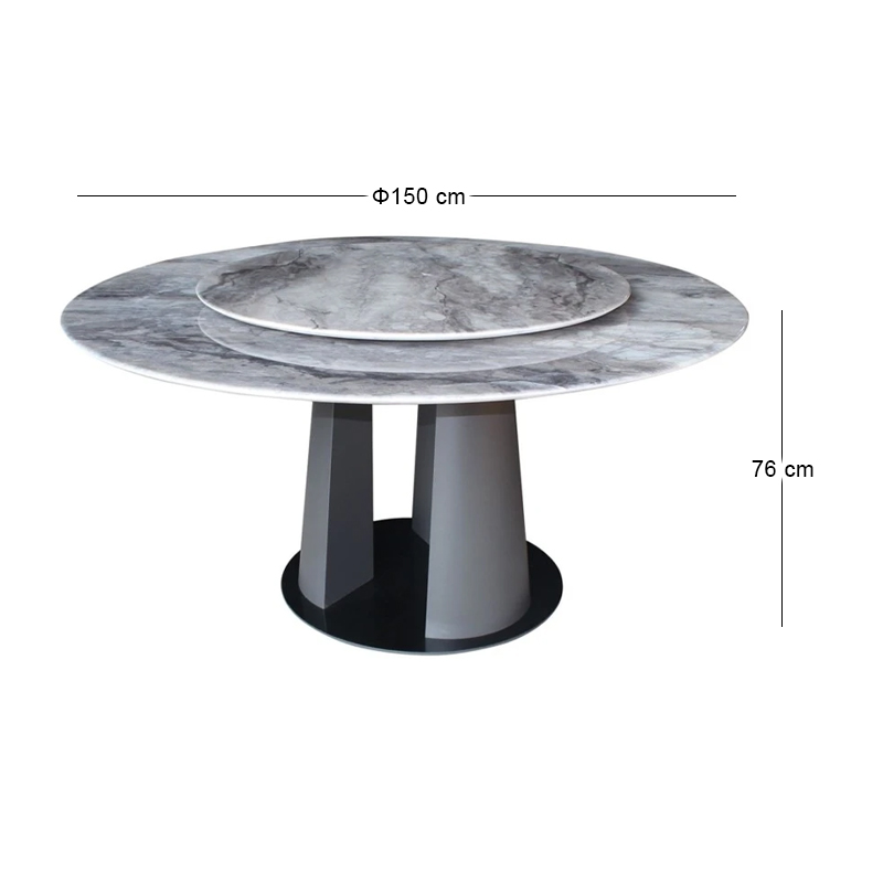 LAZY SUSAN Τραπέζι Ροτόντα με Περιστρεφόμενη επιφάνεια, Βάση Μέταλλο-Επιφάνεια Μάρμαρο Φ150-95x76cm