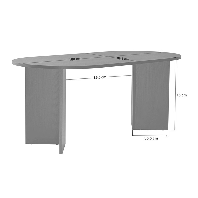 Sablin Megapap melamine dining table in black wood color 180x89.5x75cm.