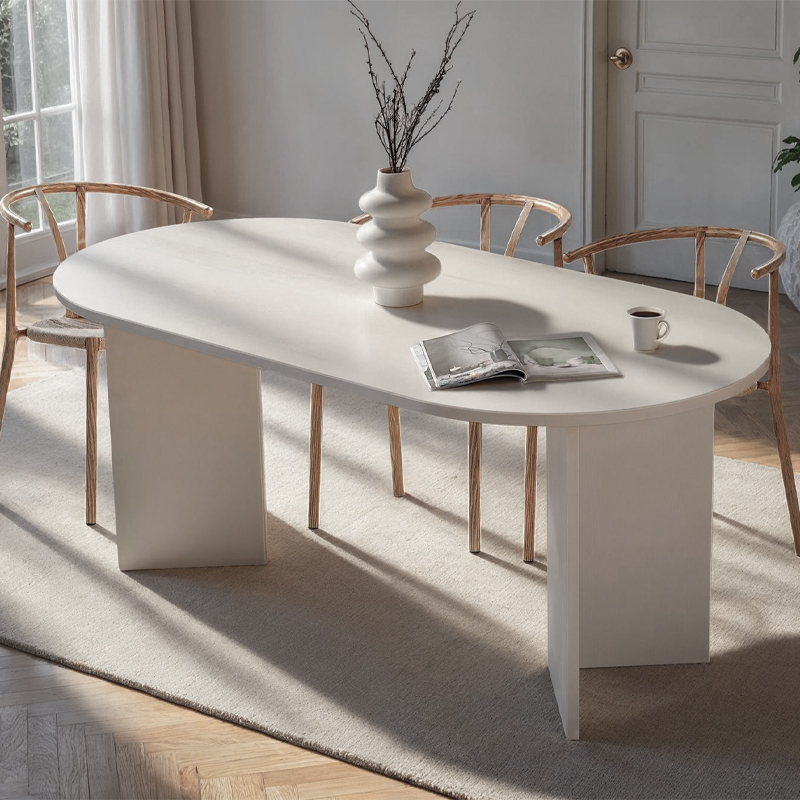 Sablin Megapap melamine dining table in white color 180x89.5x75cm.