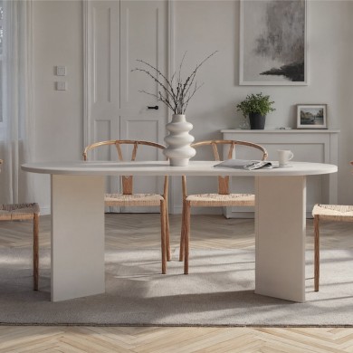 Sablin Megapap melamine dining table in white color 180x89.5x75cm.