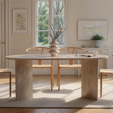 Sablin Megapap melamine dining table in travertine color 180x89.5x75cm.
