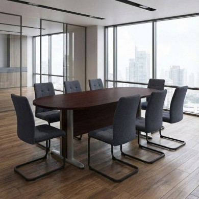 Conference oval table in wenge / grey color 240x120x75cm.