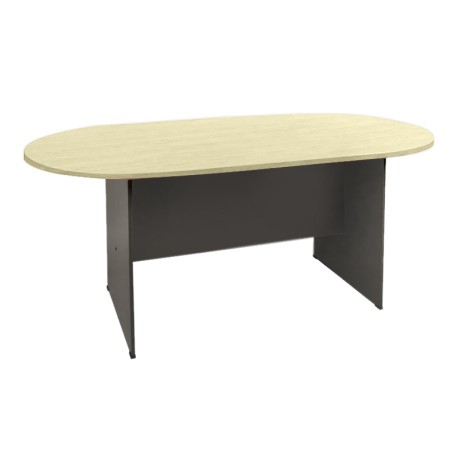 Conference oval table in dark grey / beech color 180x90x75cm.