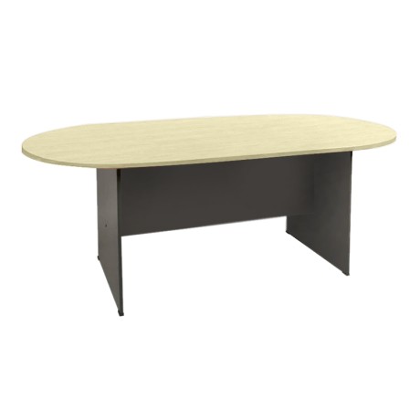 Conference oval table in dark grey / beech table 240x120x75cm.
