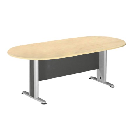 Conference oval table in beech / dark grey color 240x120x75cm.