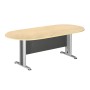 Conference oval table in beech / dark grey color 240x120x75cm.