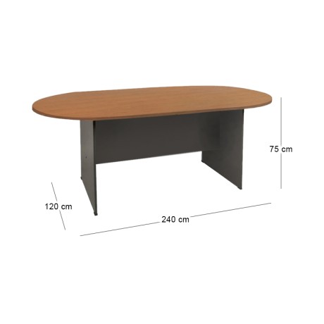 Conference oval table in  cherry / dakr grey color 240x120x75cm.