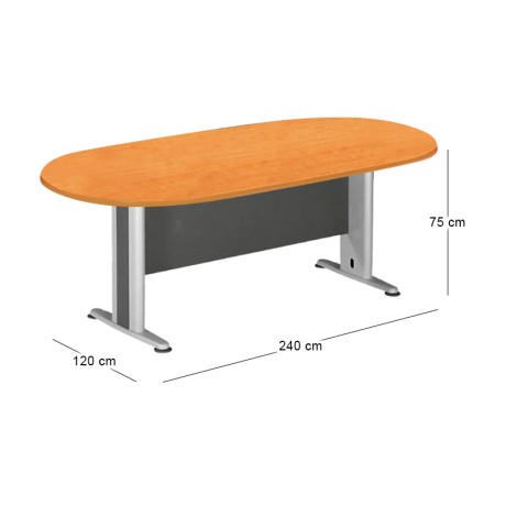 Conference oval table in cherry / dark grey color 240x120x75cm.