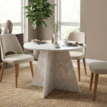 Tailor Megapap melamine dining table in white marble color Ø100x75,7cm.