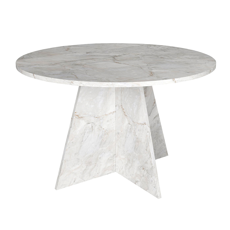 Tailor Megapap melamine dining table in white marble color Ø120x75,7cm.