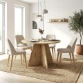 Tailor Megapap melamine dining table in sapphire oak color Ø120x75,7cm.