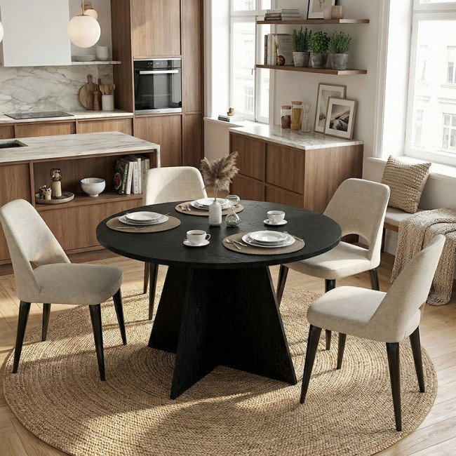 Τραπέζι Tailor Megapap χρώμα sencron black Ø120x75,7εκ.