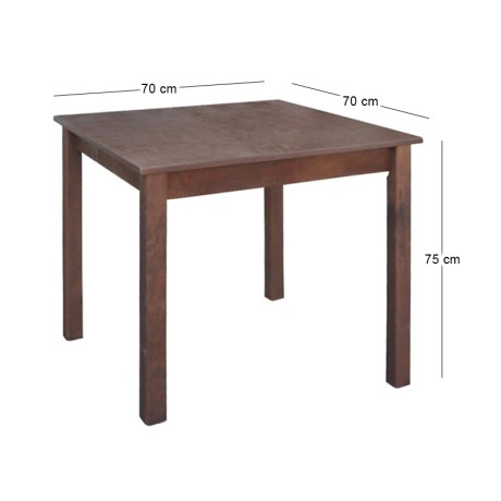 Tavern table with beech frame in impregnated walnut color 70x70x75cm.