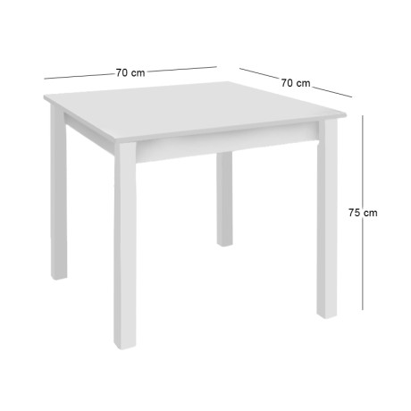 Tavern table with beeh frame in impregnated lacquer white color 70x70x75cm.