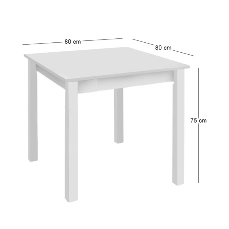 Tavern table with beeh frame in impregnated lacquer white color 80x80x75cm.