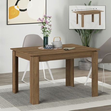 Tolmen Megapap melamine extendable dining table in light walnut 120/170x80x75cm.