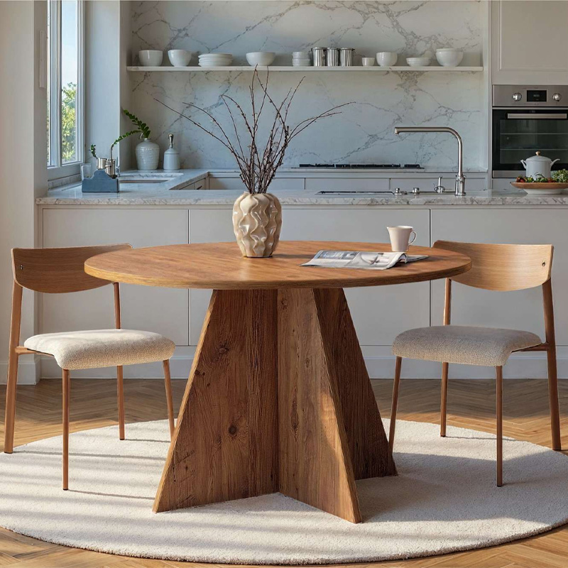 Virela Megapap melamine dining table in atlantic pine color Ø120x75cm.