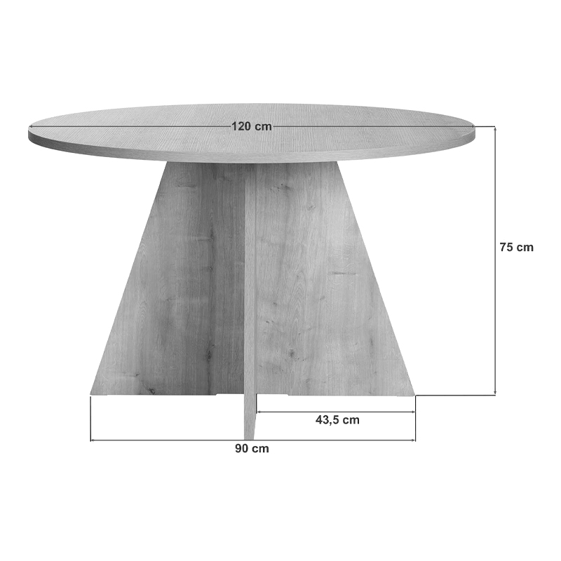 Virela Megapap melamine dining table in atlantic pine color Ø120x75cm.