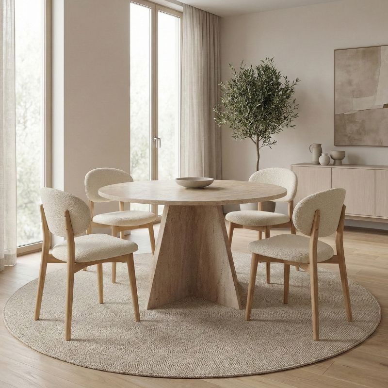 Virela Megapap melamine dining table in travertine color Ø120x75cm.