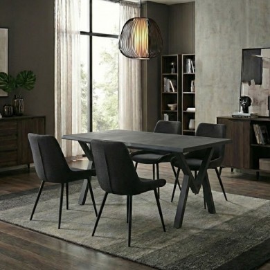 Walter Megapap Mdf/metallic table in dark grey concrete color 140x80x75cm.
