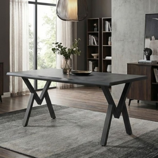 Walter Megapap Mdf/metallic table in dark grey concrete color 160x80x75cm.
