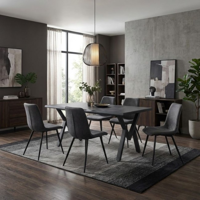 Walter Megapap Mdf/metallic table in dark grey concrete color 160x80x75cm.