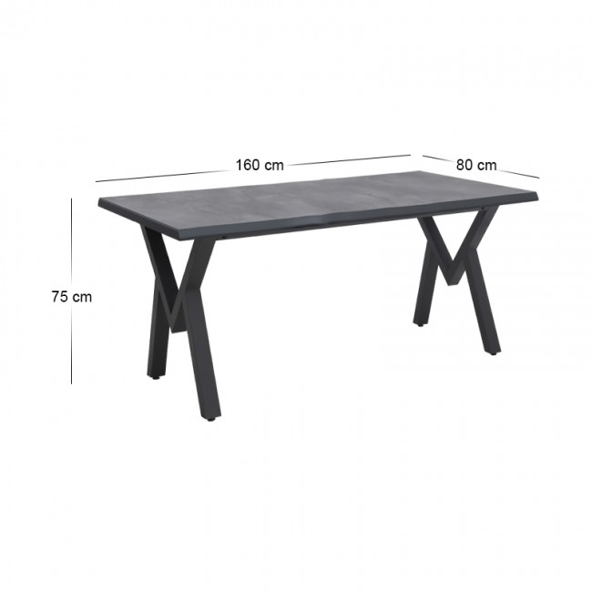 Walter Megapap Mdf/metallic table in dark grey concrete color 160x80x75cm.