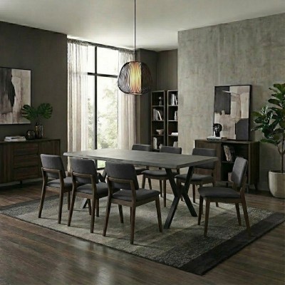 Τραπέζι Walter Megapap Mdf - μεταλλικό χρώμα σκούρο γκρι σκυροδέματος 200x100x75εκ.