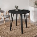 Xana Megapap melamine - metal dining table in black wood color Ø90x77,5cm.