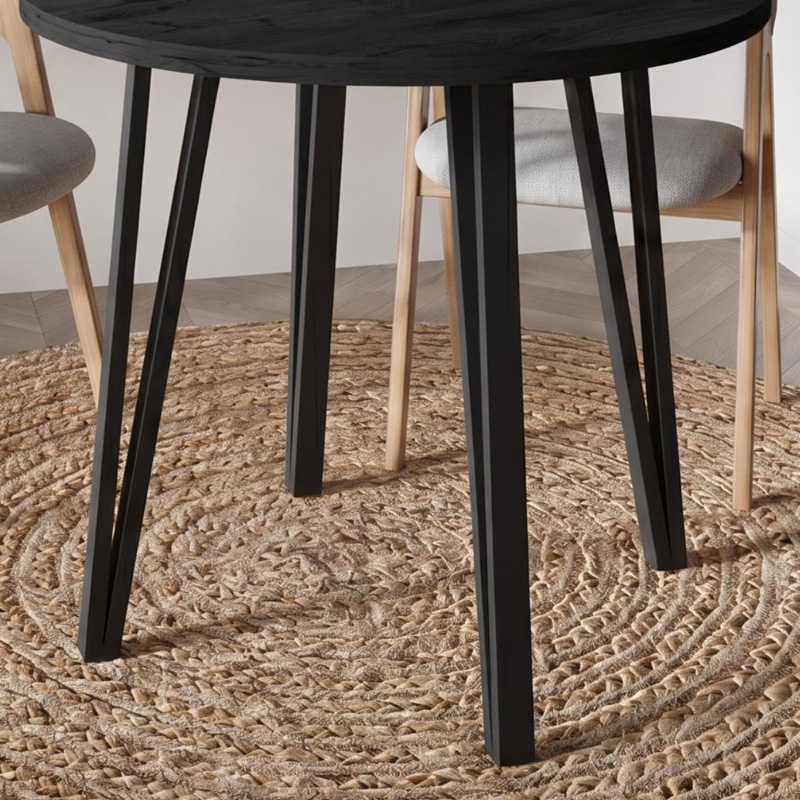 Xana Megapap melamine - metal dining table in black wood color Ø90x77,5cm.