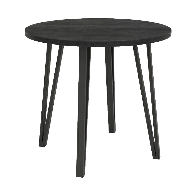 Xana Megapap melamine - metal dining table in black wood color Ø90x77,5cm.