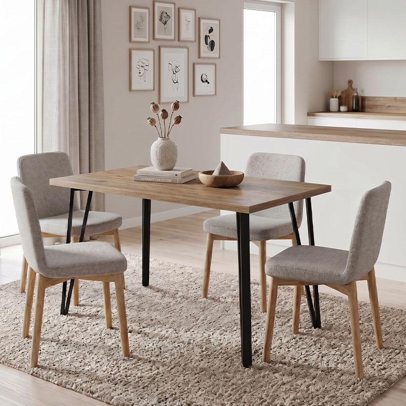 Xana Megapap melamine - metal dining table in sepet oak color 120x70x77,5cm.