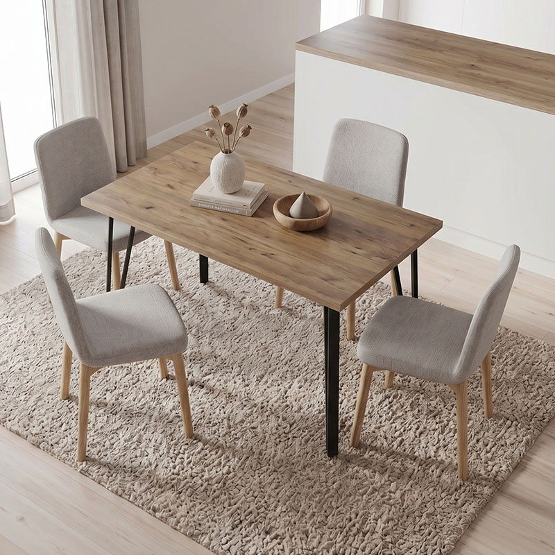 Xana Megapap melamine - metal dining table in sepet oak color 120x70x77,5cm.