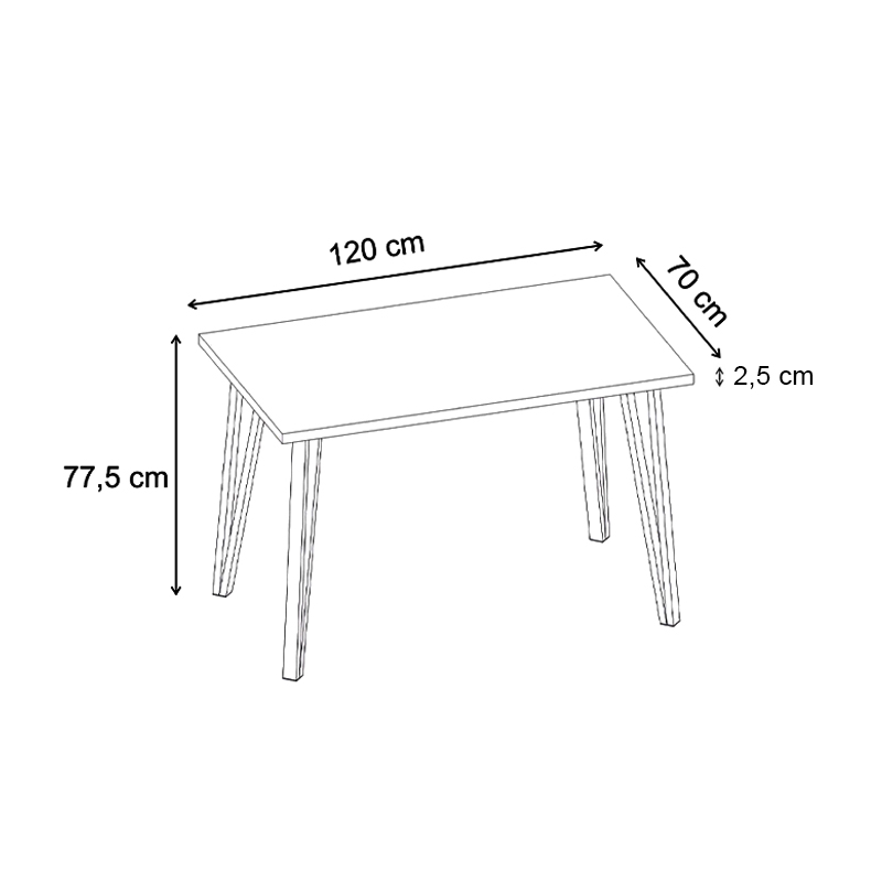 Xana Megapap melamine - metal dining table in sepet oak color 120x70x77,5cm.