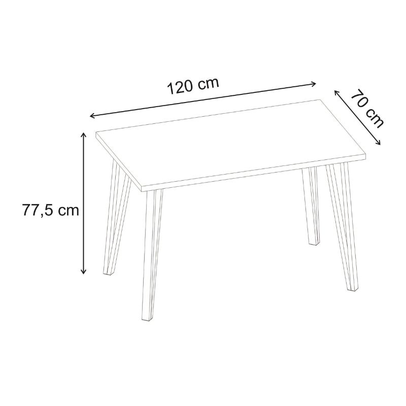 Xana Megapap melamine - metal dining table in travertine color 120x70x77,5cm.