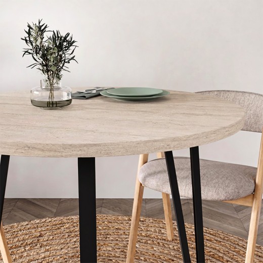 Τραπέζι Xana Megapap χρώμα travertine Ø90x77,5εκ.