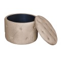 TRAVIS Σκαμπό Αποθηκευτικό, Ύφασμα Velure Απόχρωση Cappuccino Φ60cm H.45cm