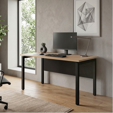 Γραφείο Unit μέταλλο - μελαμίνη χρώμα μαύρο - sonoma 120x60x75εκ.