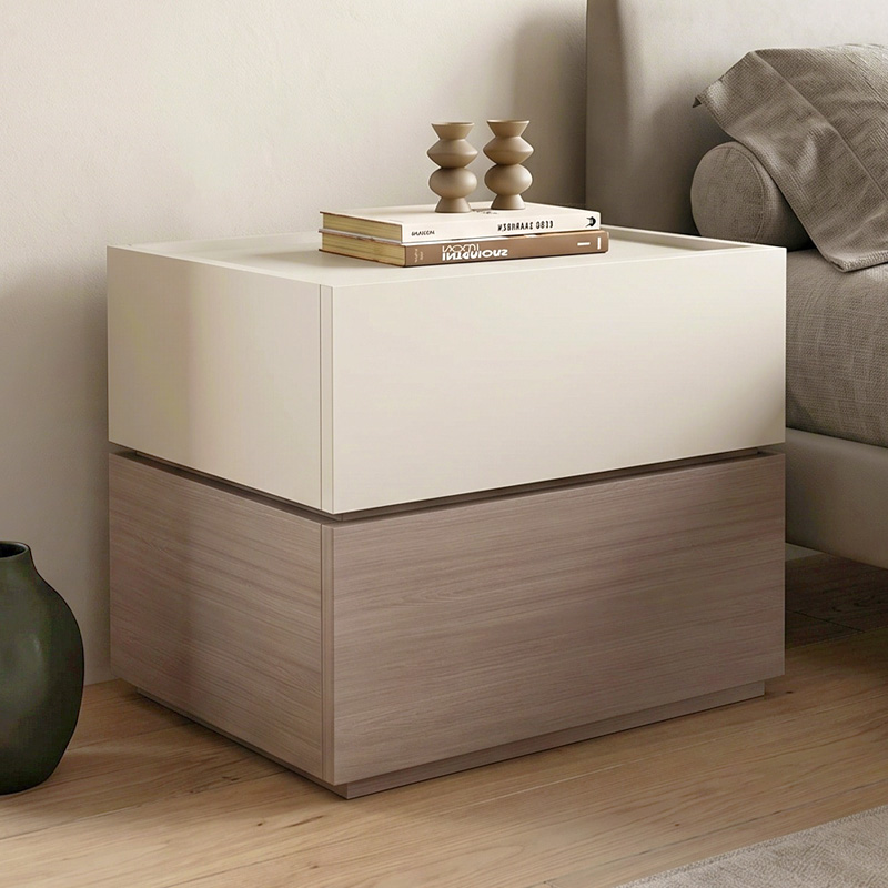 VANITY Κομοδίνο 2 Συρτάρια Αποχρώσεων Sonoma Oak & Cream, με Αποσπώμενα χρωματικά Μέρη 60x40x45cm
